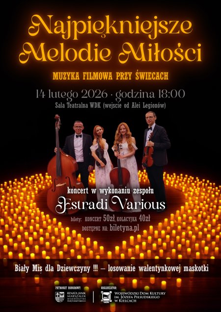 Walentynki Kielce WDK - "Najpiękniejsze Melodie Miłości" (do wyboru opcja z Kolacyjką Walentynkową)