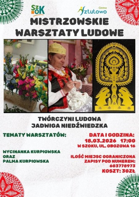 Mistrzowskie warsztaty ludowe z Jadwigą Niedźwiedzką