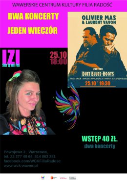 Dwa koncerty - jeden wieczór: Izi „Shut Up and Feel” oraz Olivier Mas & Laurent Vavon